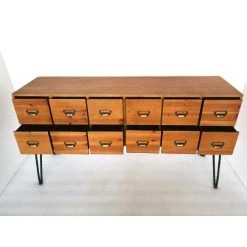 3S. X Home Buffet Industriel Bois Et Métal 12 Tiroirs IRVIN