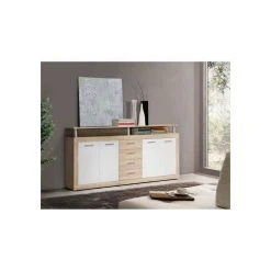 Marque Generique CAVA Buffet Bas Contemporain Décor Chene Et Blanc - L 197 Cm -SoBuy Shop 16124107 thickbox default