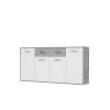 Marque Generique PILVI Buffet Bas 4 Portes 4 Tiroirs - Blanc Et Béton Gris Clair - L 1...