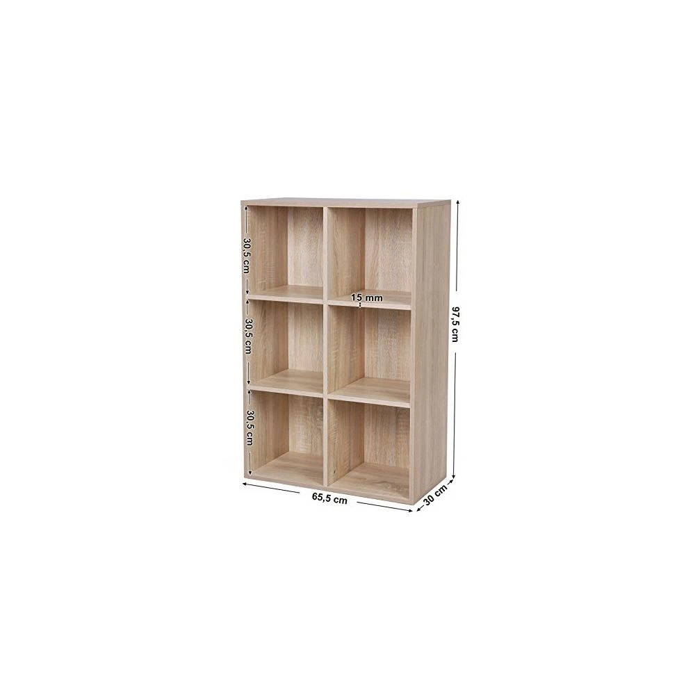 VASAGLE Meuble De Rangement Etagère De 6 Casiers Bibliothèque Rayonnage, 65,... 7 VASAGLE Meuble De Rangement Etagère De 6 Casiers Bibliothèque Rayonnage, 65,... – Image 5