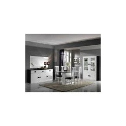 Dansmamaison Buffet 3 Portes 3 Tiroirs Blanc/Noir - ZEME - L 180 X L 49 X H 85 Cm -SoBuy Shop 58826 thickbox default