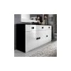 Dansmamaison Buffet 3 Portes 3 Tiroirs Blanc/Noir - ZEME - L 180 X L 49 X H 85 Cm -SoBuy Shop 58828 thickbox default