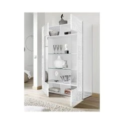 Tousmesmeubles Vitrine 2 Portes Laqué Blanc Brillant - BARI -SoBuy Shop 59029 thickbox default