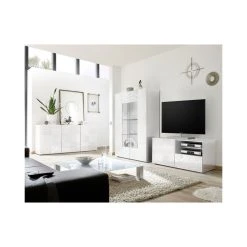 Tousmesmeubles Vitrine 2 Portes Laqué Blanc Brillant - BARI -SoBuy Shop 59030 thickbox default