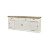 Tousmesmeubles Buffet 4 Portes Coulissantes 4 Tiroirs Blanc/Bois - DUNEDIN -SoBuy Shop 63871 thickbox default