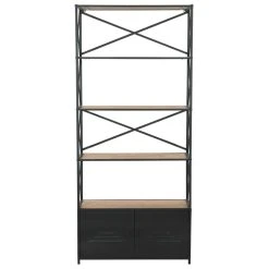 VIDAXL Bibliothèque Bois De Sapin Massif Et Acier 80 X 32,5 X 180 Cm | Noir ... 9 VIDAXL Bibliothèque Bois De Sapin Massif Et Acier 80 X 32,5 X 180 Cm | Noir ... -SoBuy Shop 8718475613923 g en hd 2