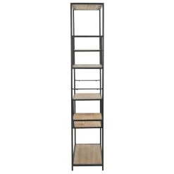 VIDAXL Bibliothèque Bois De Sapin Massif Et Acier 90,5 X 35 X 180 Cm | Noir ... -SoBuy Shop 8718475613930 g en hd 3