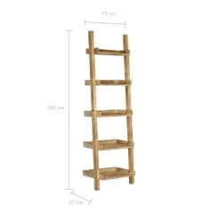 VidaXL Étagère à échelle Marron 75x37x205 Cm Bois De Manguier Soli... -SoBuy Shop 8719883570846 g en hd 4