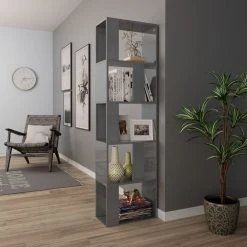 VidaXL Bibliothèque/Séparateur De Pièce Gris Brillant 45x24x159 Cm -SoBuy Shop 8719883672779 g en hd 2