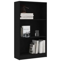 VidaXL Bibliothèque 3 Niveaux Noir 60x24x109 Cm Bois D'ingénierie -SoBuy Shop 8719883787695 g en hd 1