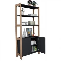 SANS MARQUE Armoire 2 Portes Châtaignier Et Noir