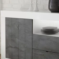 NOUVOMEUBLE Bahut 180 Cm Moderne Blanc Effet Béton Gris URBAN 6 -SoBuy Shop bahut 180 cm moderne blanc effet beton gris urban 6 10566248 27459036 1140x1140