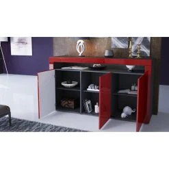 MPC Bahut Laqué Noir Mat Et Bordeaux Avec Led -SoBuy Shop bahut laque noir mat et bordeaux avec led 10912548 28506866 1140x1140