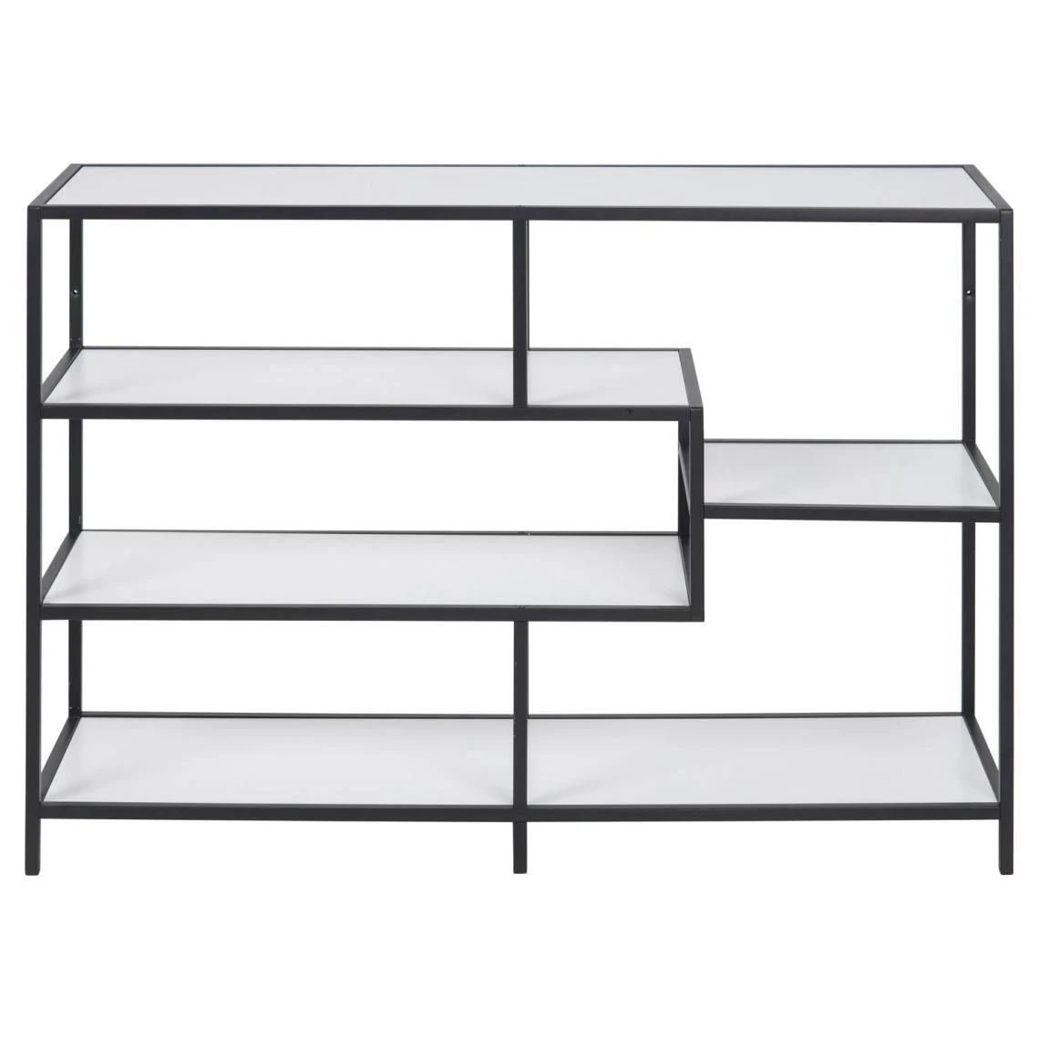 TOILINUX Bibliothèque 4 étagères Asymétriques En MDF Et Métal - Noir Et Bl... 5 TOILINUX Bibliothèque 4 étagères Asymétriques En MDF Et Métal - Noir Et Bl... – Image 3