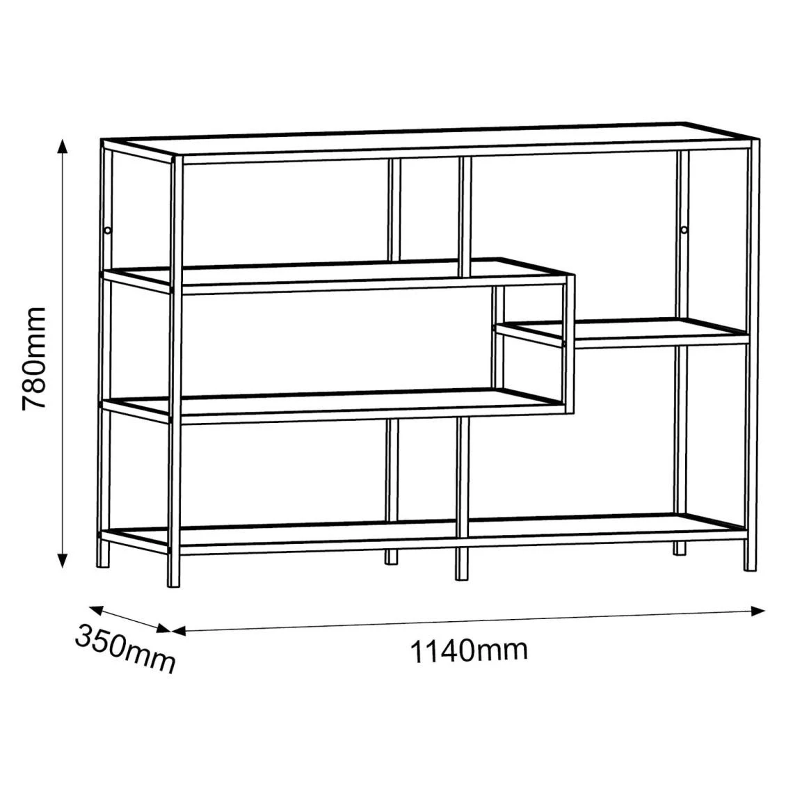 TOILINUX Bibliothèque 4 étagères Asymétriques En MDF Et Métal - Noir Et Bl... 6 TOILINUX Bibliothèque 4 étagères Asymétriques En MDF Et Métal - Noir Et Bl... – Image 4