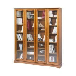 Beaux Meubles Pas Chers Bibliothèque 4 Grandes Portes Vitrées Merisier