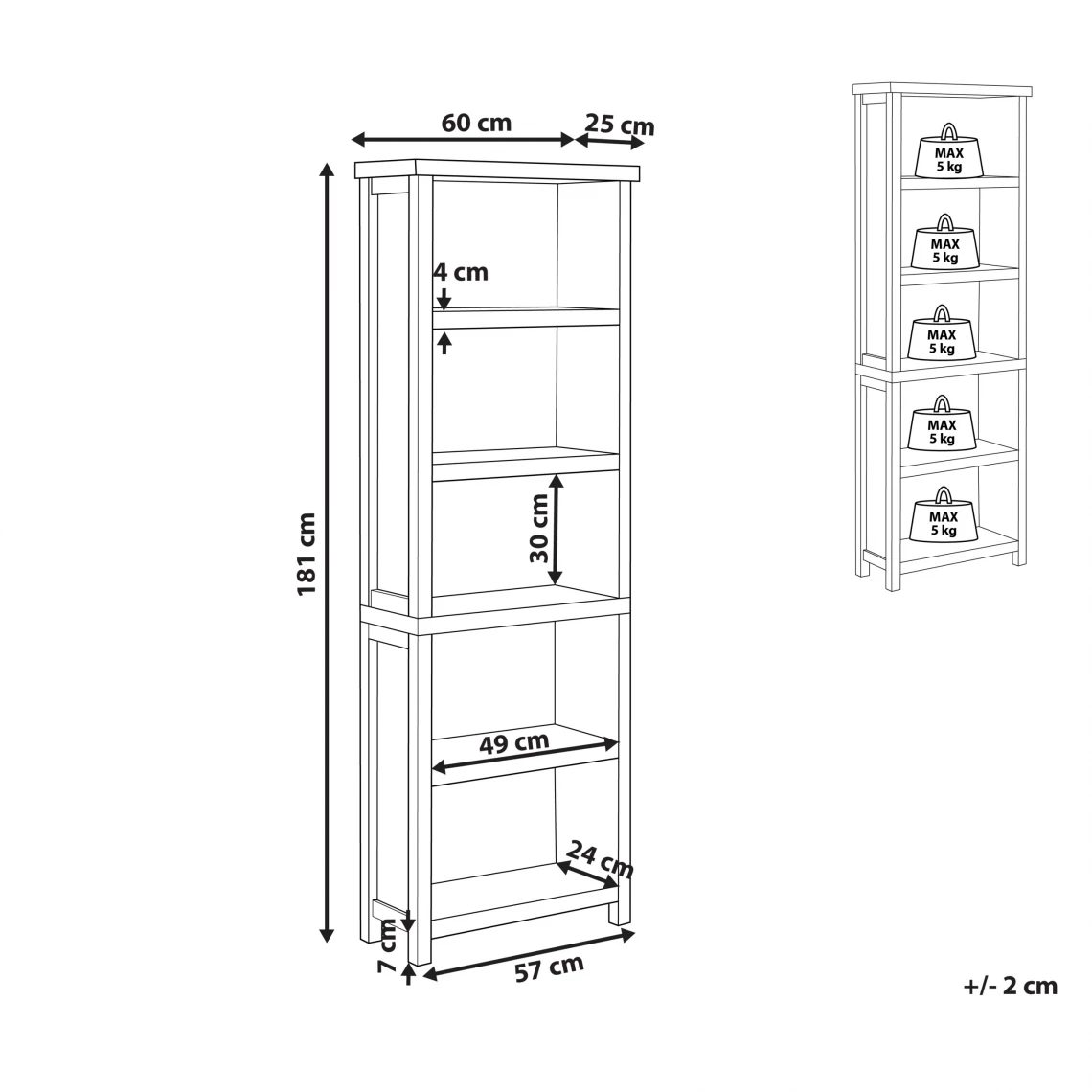 Beliani Bibliothèque à 5 Niveaux Grise CLIO 4 Beliani Bibliothèque à 5 Niveaux Grise CLIO – Image 2