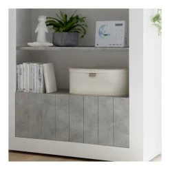 KASALINEA Bibliothèque Moderne Blanc Et Gris Effet Béton MABEL 5 -SoBuy Shop bibliotheque beton blanc moderne zd2 z