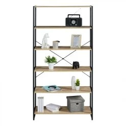 BUT Bibliothèque BONO Imitation Chêne Et Noir -SoBuy Shop bibliotheque bono imitation chene et noir 9798330 25339430 1140x1140