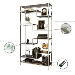 Vivenla Bibliothèque Design En Acier Et Verre Coloris Argenté L. 100 X P. 4... -SoBuy Shop bibliotheque design en acier et verre coloris argente l 100 x p 40 x h 200 cm collection monza 13033906 35413912 1140x1140