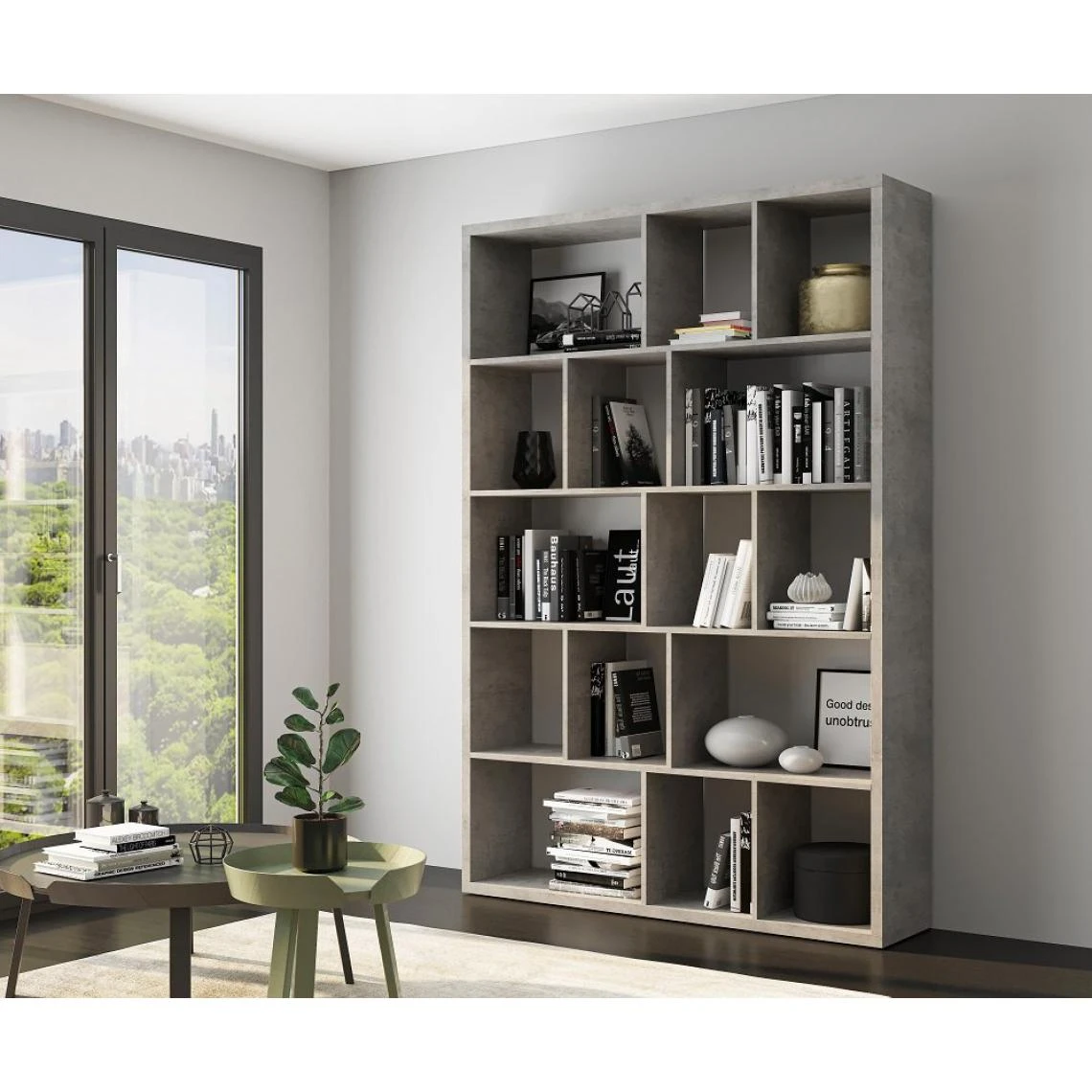 Inside 75 Bibliothèque Design RUBY Gris Béton Largeur 150 Cm 4 Inside 75 Bibliothèque Design RUBY Gris Béton Largeur 150 Cm – Image 2