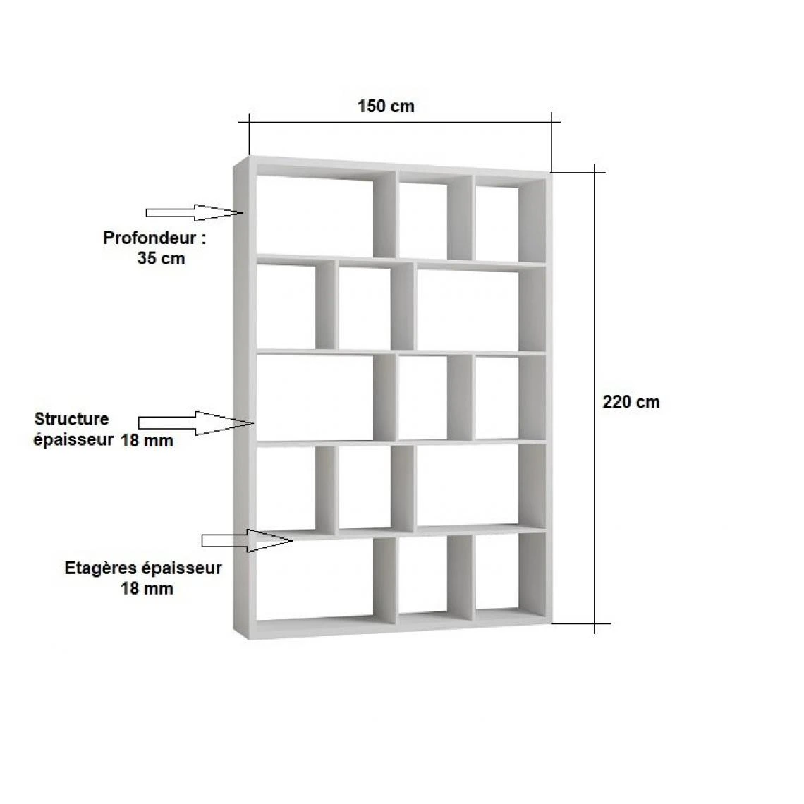 Inside 75 Bibliothèque Design RUBY Gris Béton Largeur 150 Cm 6 Inside 75 Bibliothèque Design RUBY Gris Béton Largeur 150 Cm – Image 4