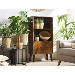 Beliani Bibliothèque Effet Bois Foncé Avec Compartiment à Portes VICOSA - M... -SoBuy Shop bibliotheque effet bois fonce avec compartiment a portes vicosa marron 8235105 20981527 1140x1140