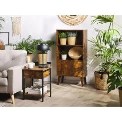 Beliani Bibliothèque Effet Bois Foncé Avec Compartiment à Portes VICOSA - M... -SoBuy Shop bibliotheque effet bois fonce avec compartiment a portes vicosa marron 8235105 20981529 1140x1140