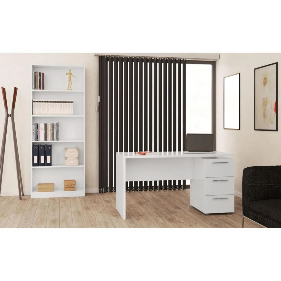 Usinestreet Bibliothèque EVAN Avec 4 Tablettes De Rangement - Blanc 4 Usinestreet Bibliothèque EVAN Avec 4 Tablettes De Rangement - Blanc – Image 2