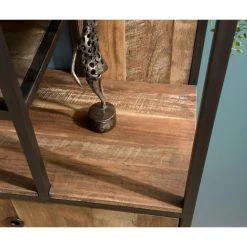 MACABANE Bibliothèque Haute ALIDA 2 Portes Et 10 Open Space Bois Teck Recycl?... -SoBuy Shop bibliotheque haute alida 2 portes et 10 open space bois teck recycle acacia mahogany et metal design 501461 2 1140x1140