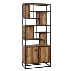 MACABANE Bibliothèque Haute ALIDA 2 Portes Et 10 Open Space Bois Teck Recycl?... -SoBuy Shop bibliotheque haute alida 2 portes et 10 open space bois teck recycle acacia mahogany et metal design 501461 3 1140x1140
