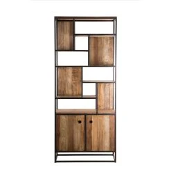 MACABANE Bibliothèque Haute ALIDA 2 Portes Et 10 Open Space Bois Teck Recycl?... -SoBuy Shop bibliotheque haute alida 2 portes et 10 open space bois teck recycle acacia mahogany et metal design 501461 4 1140x1140