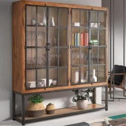 NOUVOMEUBLE Bibliothèque Industrielle En Manguier Et Métal FIRMIN