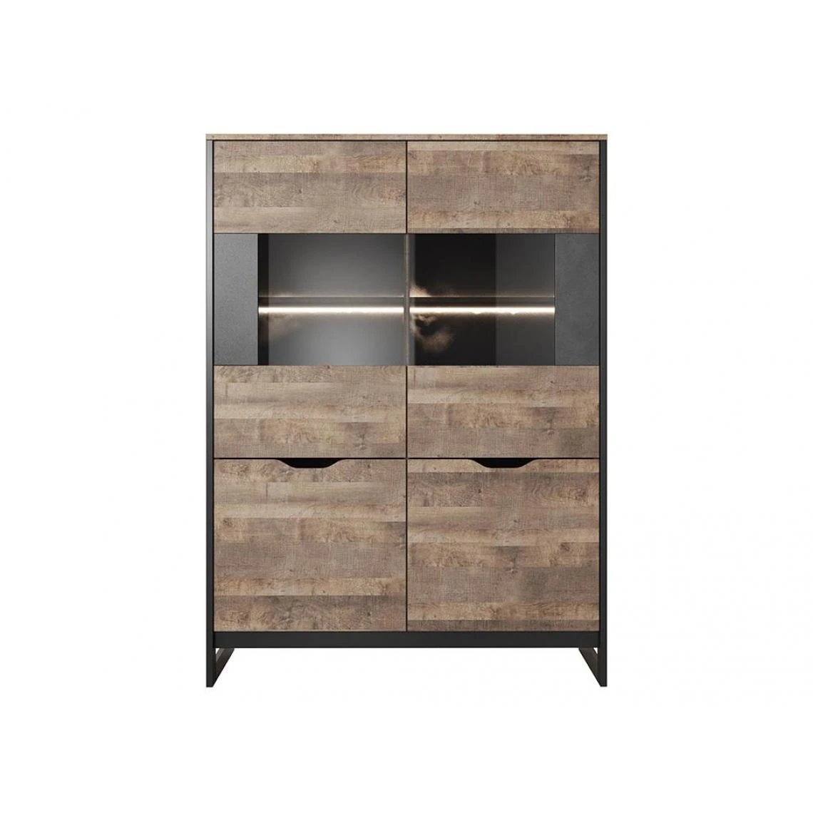 Vente-unique Vaisselier LAONILE - 4 Portes - Avec LEDs - Noyer Et Anthracite 4 Vente-unique Vaisselier LAONILE - 4 Portes - Avec LEDs - Noyer Et Anthracite – Image 2