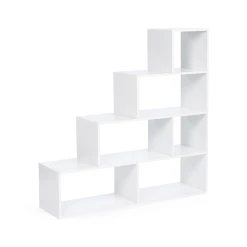Idmarket Bibliothèque Escalier Lina Bois Blanc -SoBuy Shop bibliotheque lina etagere en bois blanc 115 cm 3