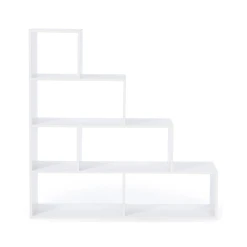 Idmarket Bibliothèque Escalier Lina Bois Blanc -SoBuy Shop bibliotheque lina etagere en bois blanc 115 cm 4