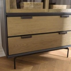 MACABANE Bibliothèque Marron/noir Porte Couliss.en Verre Fumé Pieds Métal AL... -SoBuy Shop bibliotheque marronnoir porte coulissen verre fume pieds metal alma 835008 3 1140x1140