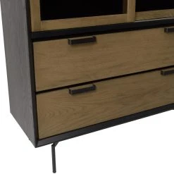 MACABANE Bibliothèque Marron/noir Porte Couliss.en Verre Fumé Pieds Métal AL... -SoBuy Shop bibliotheque marronnoir porte coulissen verre fume pieds metal alma 835008 5 1140x1140