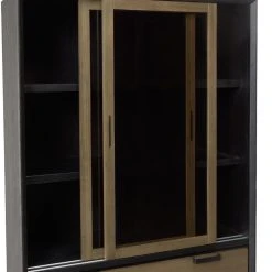 MACABANE Bibliothèque Marron/noir Porte Couliss.en Verre Fumé Pieds Métal AL... -SoBuy Shop bibliotheque marronnoir porte coulissen verre fume pieds metal alma 835008 6 1140x1140