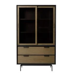 MACABANE Bibliothèque Marron/noir Porte Couliss.en Verre Fumé Pieds Métal AL... -SoBuy Shop bibliotheque marronnoir porte coulissen verre fume pieds metal alma 835008 1140x1140