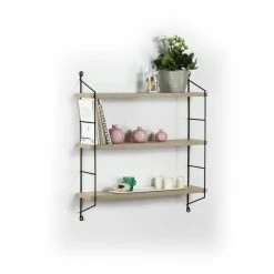 Webmarketpoint Bibliothèque Murale 3 étagères Neelix Chêne / Noir Cm 60 X 15 X 68...