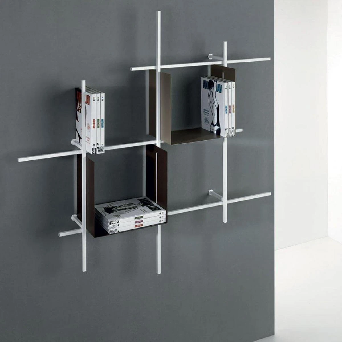 Inside 75 Bibliothèque Murale STOCKHOLM Structure Blanche 1 Casier Taupe Et 1 C... 3 Inside 75 Bibliothèque Murale STOCKHOLM Structure Blanche 1 Casier Taupe Et 1 C...