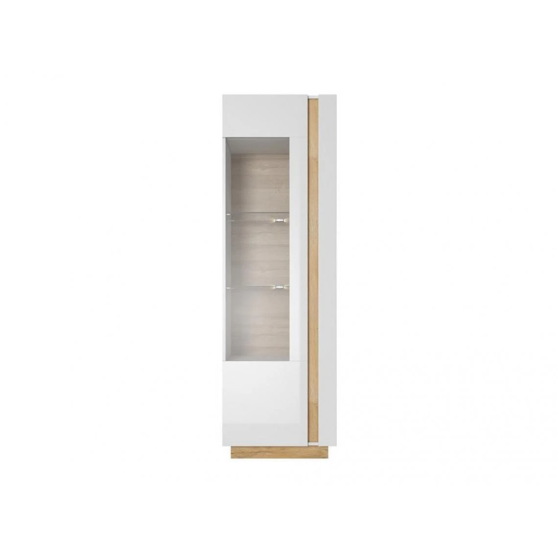 Vente-unique Vitrine MURARI - 1 Porte - Avec LEDs - Blanc Brillant Et Chêne 6 Vente-unique Vitrine MURARI - 1 Porte - Avec LEDs - Blanc Brillant Et Chêne – Image 4