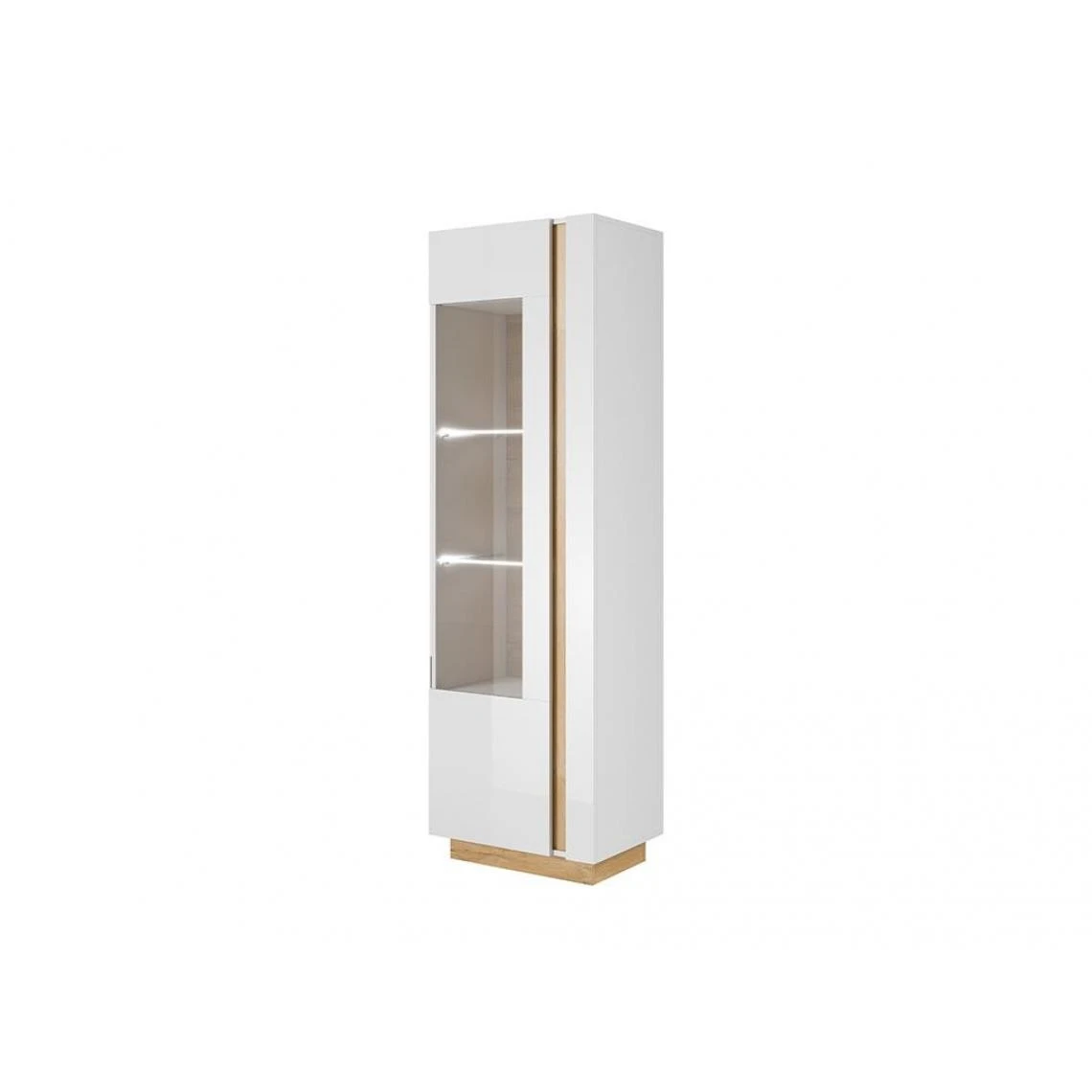 Vente-unique Vitrine MURARI - 1 Porte - Avec LEDs - Blanc Brillant Et Chêne 7 Vente-unique Vitrine MURARI - 1 Porte - Avec LEDs - Blanc Brillant Et Chêne – Image 5