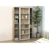 Vente-unique Bibliothèque Coulissante Avec 18 Niches - Naturel Et Blanc - PRALI -SoBuy Shop bibliotheque prali 11740930 30961278 1140x1140