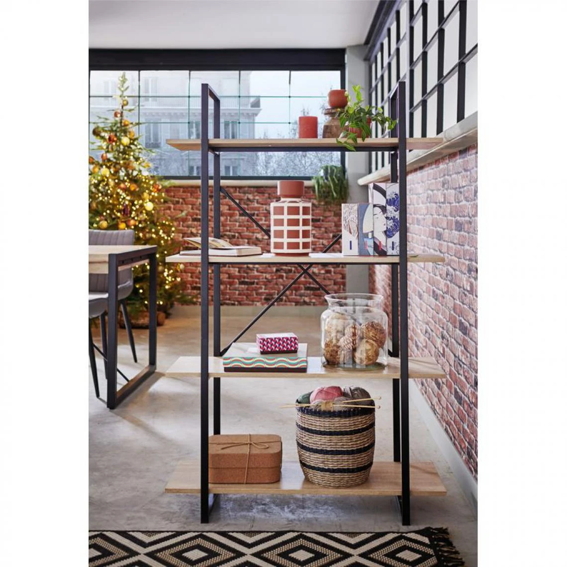 BUT Bibliothèque STEEL Imitation Chêne / Noir 4 BUT Bibliothèque STEEL Imitation Chêne / Noir – Image 2