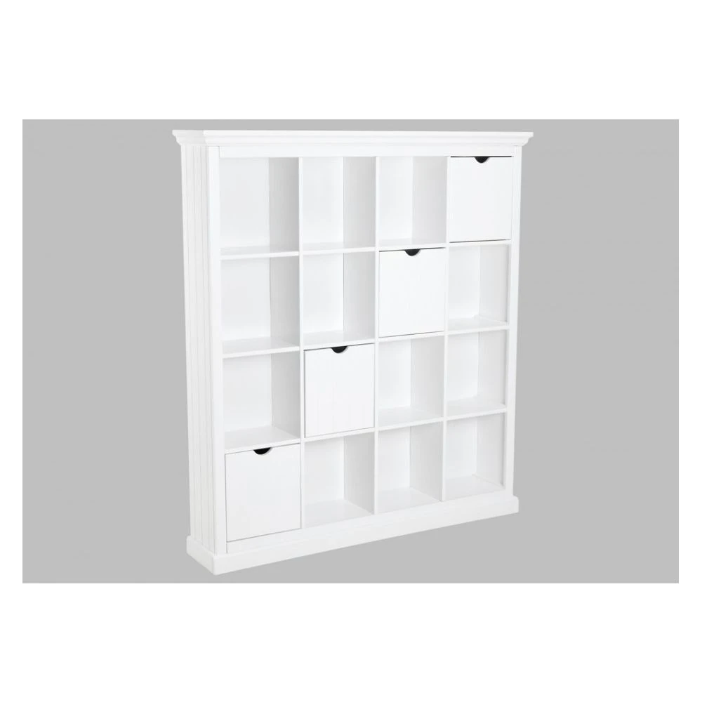 Vente-unique Bibliothèque GUERANDE - 16 Niches & 4 Tiroirs - Pin Blanc 7 Vente-unique Bibliothèque GUERANDE - 16 Niches & 4 Tiroirs - Pin Blanc – Image 5