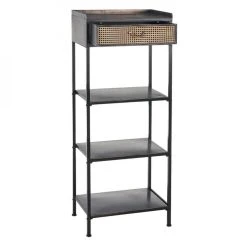 Altobuy BRANKA - Etagère 4 Plateaux 1 Tiroir Métal Noir Et Or Vieilli -SoBuy Shop branka etagere 4 plateaux 1 tiroir metal noir et or vieilli 12167564 32352114 1140x1140