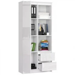 Hucoco BRIMA - Bibliothèque Bureau Style Moderne Salon - 80x180x35 - 1 Porte... -SoBuy Shop brima bibliotheque bureau style moderne salon 80x180x35 1 porte2 tiroirs blanc 11340280 29626022 1140x1140
