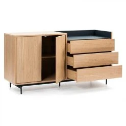 Tousmesmeubles Buffet 2 Portes 3 Tiroirs Chêne Clair/Bleu - TEULAT VALLEY -SoBuy Shop buffet 2 portes 3 tiroirs chene clairbleu teulat valley 10896152 28462918 1140x1140